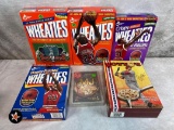 (3) Michael Jordan, Joe Namath and Joey votto Wheaties boxes - Michael Jordan caps - sealed