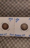 1895S & 1904S BARBER DIMES G (KEY DATES)