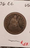 1876CC SEATED QUARTER VG