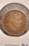 1909 BARBER QUARTER XF+ NICE TONING