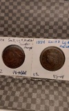 2-1834 LARGE CENTS VG