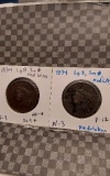 2-1834 LARGE CENTS VG-F