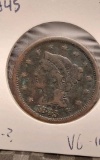 1845 LARGE CENT VG+