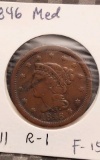 1846 LARGE CENT F+