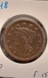 1848 LARGE CENT F+