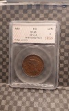 1851 LARGE CENT IN SEGS XF40 DETAILS HOLDER