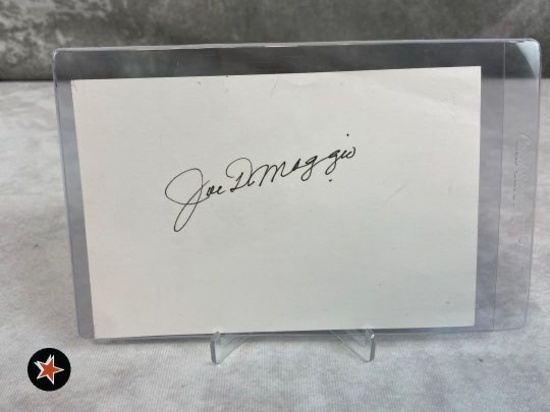 Joe DiMaggio Autographed Index Card JSA Letter