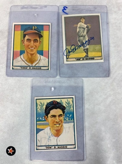 Joe Dom and Vince DiMaggio Autographed Baseball Cards - Auction House LOA