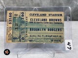 1947 Cleveland Browns Ticket Stub 2nd Season Brooklyn