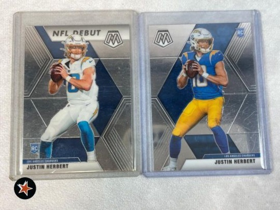 2020 Mosaic Justin Herbert Rookie and NFL Debut Cards