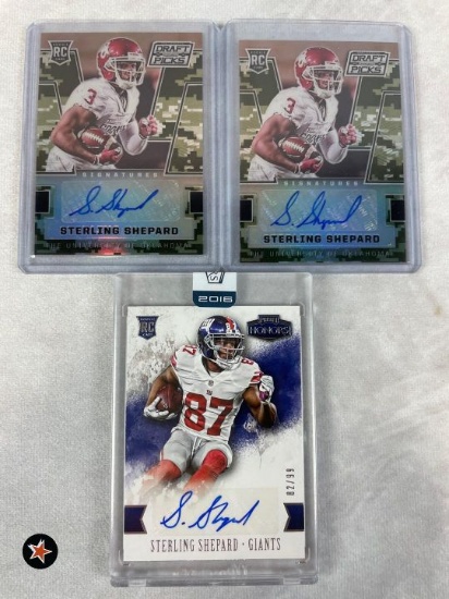 (3) Sterling Shepard Autographed Rookie Cards w/ Honors /99