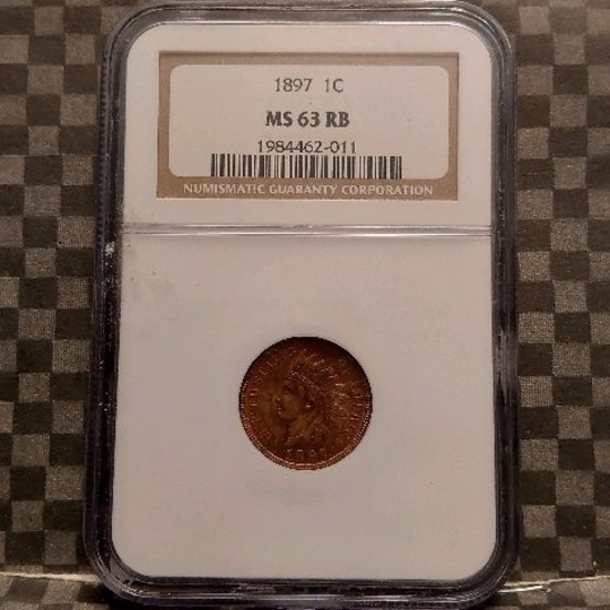 1897 INDIAN HEAD CENT NGC MS63 RB
