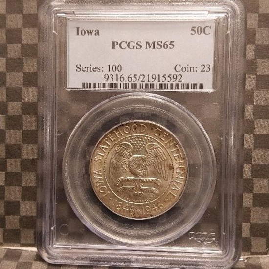 1946 IOWA COMMEMORATIVE HALF PCGS MS65