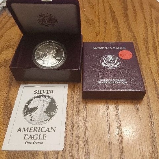 1990 SILVER EAGLE IN BOX PF