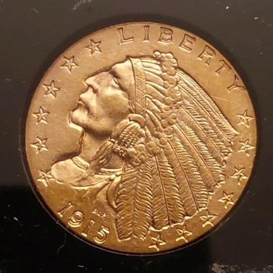 1915 $2.50 INDIAN HEAD GOLD PIECE BU