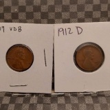 1909VDB XF, 1912D VG LINCOLN CENTS