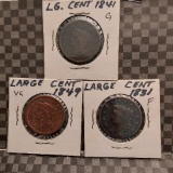 LOT OF 3 LOW GRADE LARGE CENTS