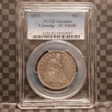 1876 SEATED HALF PCGS AU-DETAILS CLEANING