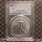 2021 TYPE-2 SILVER EAGLE PCGS MS70 FIRST STRIKE