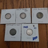 LOT OF 5 MIXED U.S SILVER DIMES