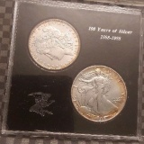 1888 MORGAN DOLLAR AND 1988 SILVER EAGLE BU