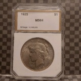1925 PEACE DOLLAR IN PCI MS64 HOLDER