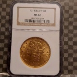 1907 $20. LIBERTY DOUBLE EAGLE GOLD NGC MS62