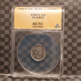 1900S BARBER DIME ANACS AU50 DETAILS CLEANED