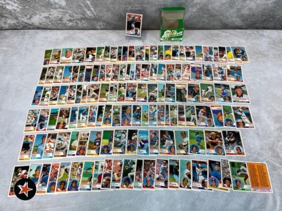 1983 Topps Traded complete set, Strawberry RC, box rough, cards nice