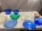 Nice assortment of Glasbake and Pyrex dishes, cake pans and more.