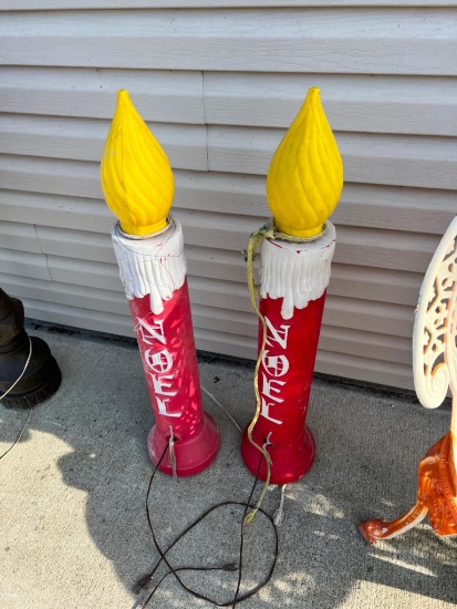 Pair of blow mold Christmas Candles