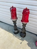2- Union Very vintage Blow Mold Christmas candles, appears to be missing tops???
