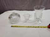 3- pieces of Heisey Glass, 2 with stamps and one with sticker