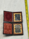 Pair of Antique Tintypes in pocket size holders, see pictures
