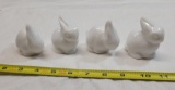 4- Milkglass Small size glass bunnies, Imperial, Heisey?