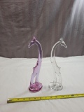 Pair of Glass Giraffes, pink one is marked HCA and numbered 24 of 193
