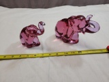 Pair of Pink Elephant Figurines, large one marked HCA 93, numbered 183 of 450