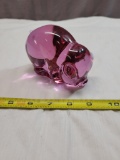 Art Glass Pink Pig, marked HCA, numbered 67 of 275