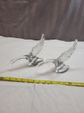 Pair of Clear Art Glass Swans, Heisey?