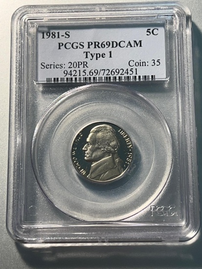 1981-S Type 1 Jefferson Nickel graded PR69DCAM by PCGS