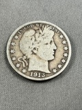 1913-S Barber Half Dollar