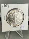 1987 US Silver Eagle .999 Fine Silver coin, UNC