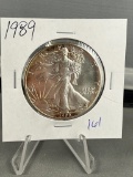 1989 US Silver Eagle .999 Fine Silver coin, UNC