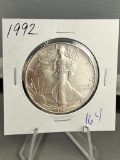 1992 US Silver Eagle .999 Fine Silver coin, UNC