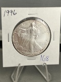 1996 US Silver Eagle .999 Fine Silver coin, UNC, KEY DATE