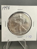 1998 US Silver Eagle .999 Fine Silver coin, UNC