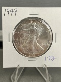 1999 US Silver Eagle .999 Fine Silver coin, UNC