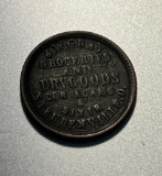 Undated Civil War Token ?. W. Gray Groceries and Dry Goods Cor Adams & Sixth Steubenville Oh