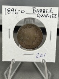 1896-O Barber Quarter Dollar