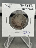 1905 Barber Quarter Dollar